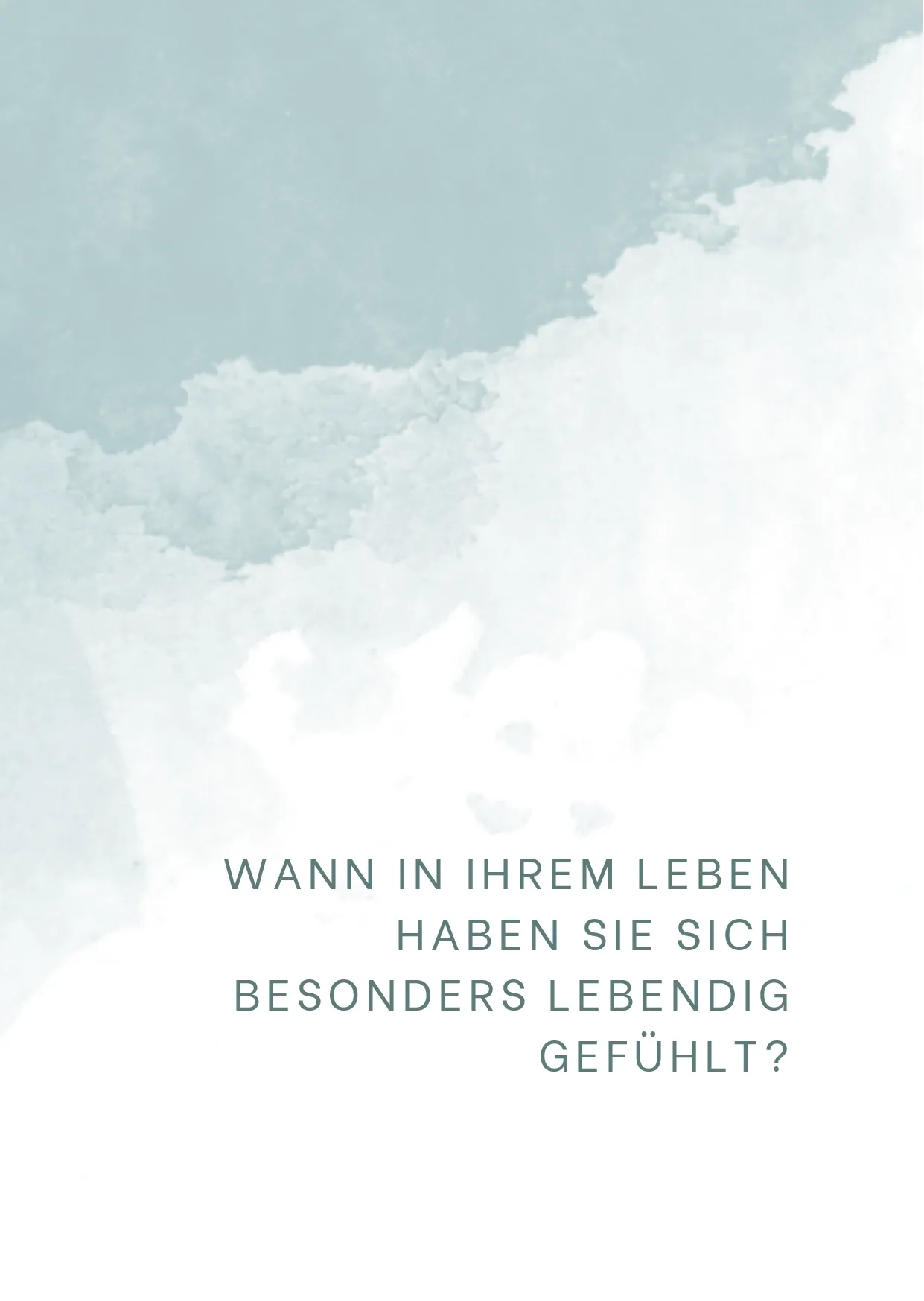 Biografische Impulskarte mit der Frage: Wann in Ihrem Leben haben Sie sich besonders lebendig gefühlt?